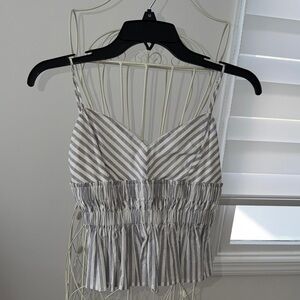 Express Striped Blue & White Smocked Cami Top